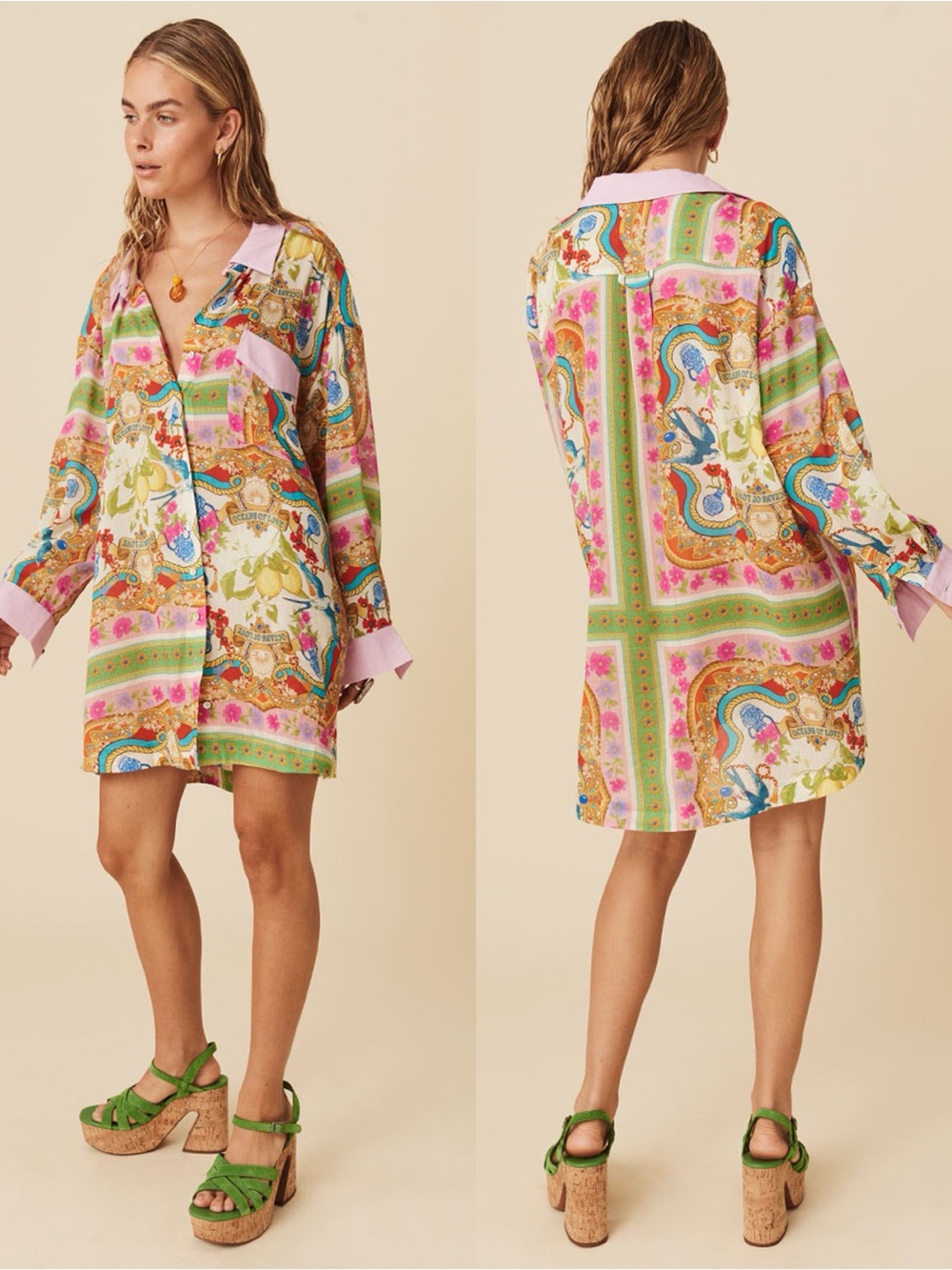 Spell Maddelena Floral Shirt Dress Cover-Up